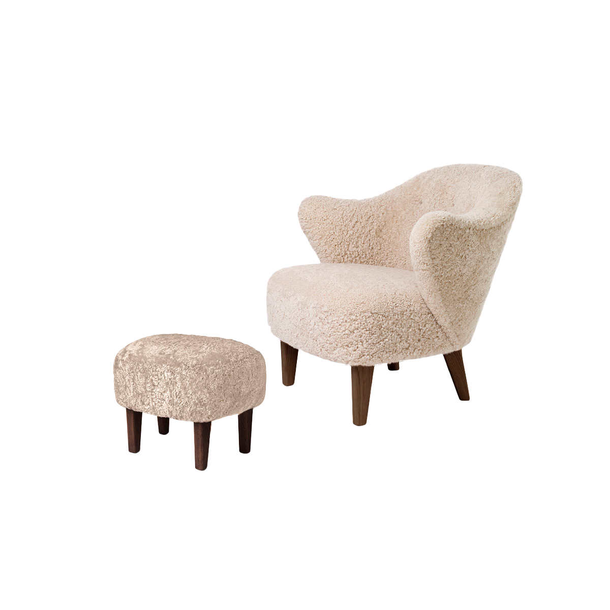 Ingeborg with Footstool - Sheepskin / Moonlight / Smoked Oak