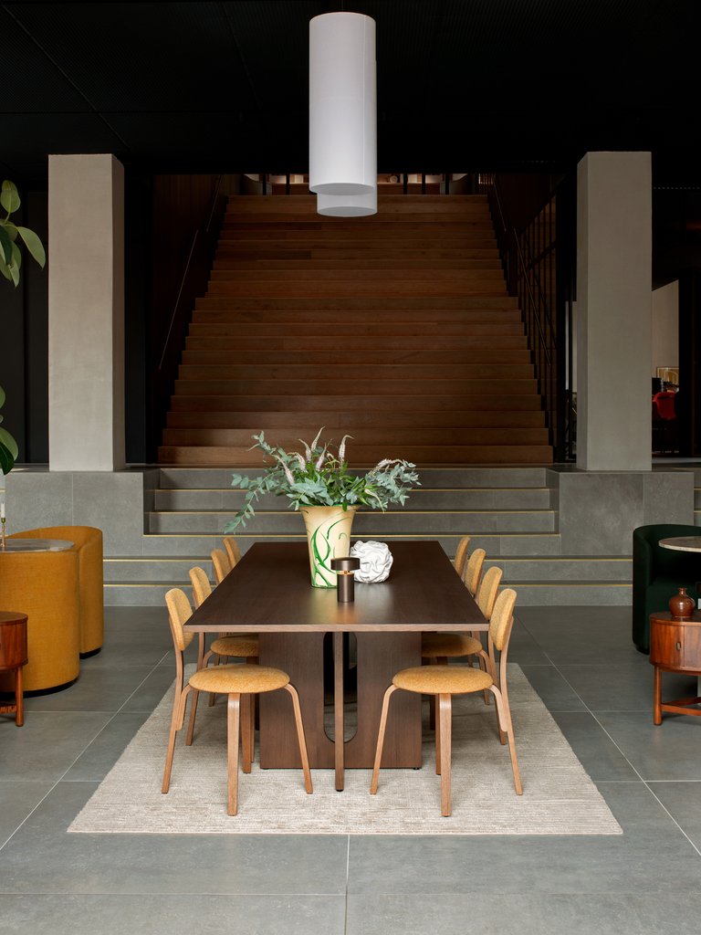 Afteroom Plus, Wooden Base Dining Chair, Upholstered