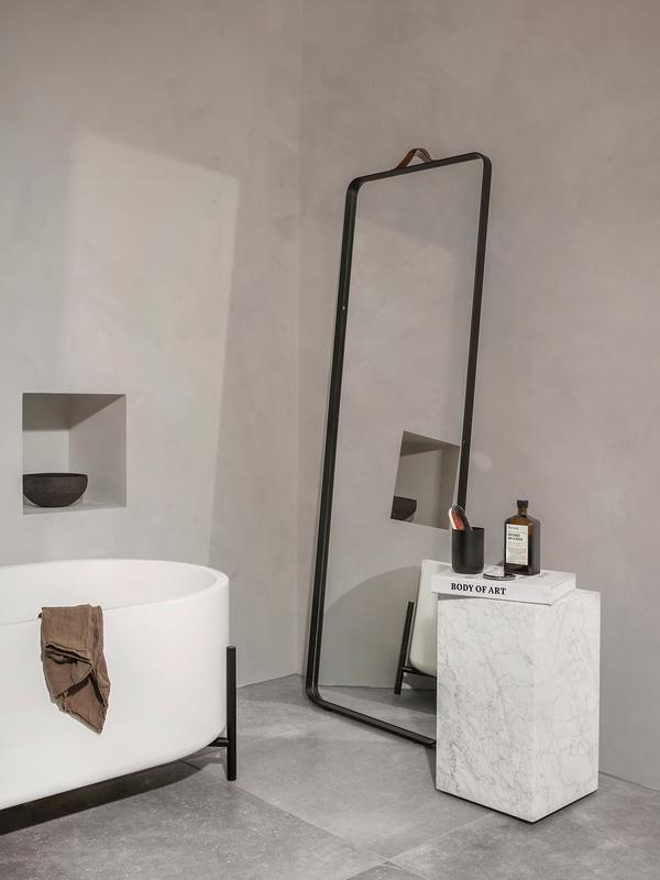 Bath Floor Mirror, Rectangular - Black