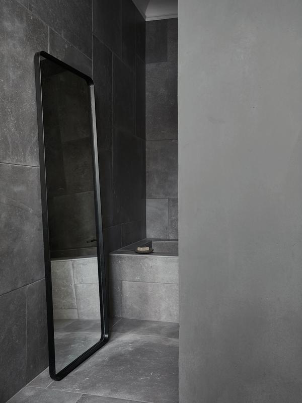 Bath Floor Mirror, Rectangular - Black